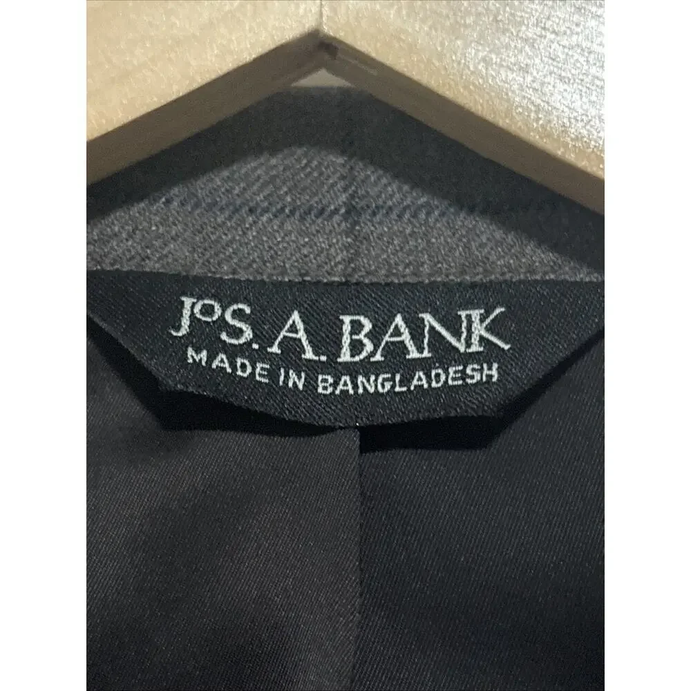 Jos A Bank Men's Gray Windowpane Plaid 2-Button Suit Jacket Sport Coat Size 41 L